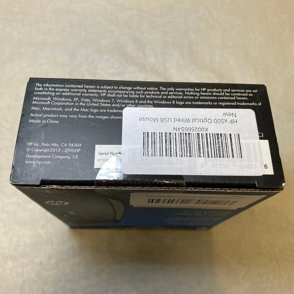 HP X500 Wired USB Mouse Black Optical 3-Button Ambidextrous E5E76AA NIB Sealed‎